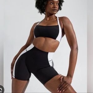 Buff Bunny Aurora Shorts and Sports Bra - Black and White